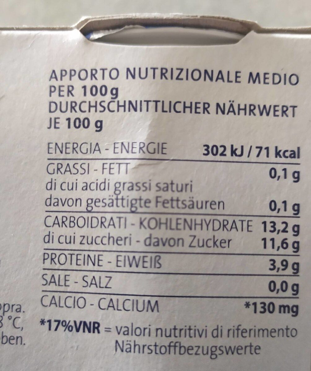 Yogurt magro 0,1% gusto mirtillo nero - Valori nutrizionali