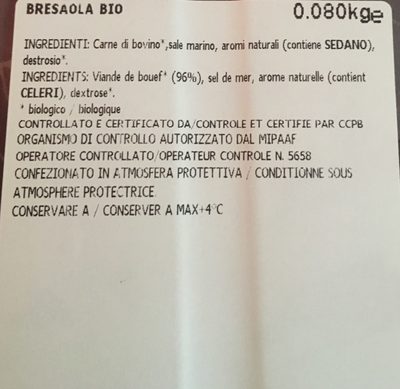 Bresaola de bœufs bio - Ingredienti - fr
