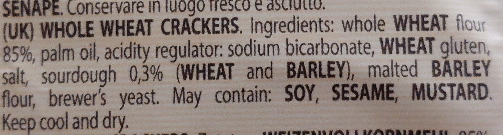 Wholemeal crackers - Ingredienti - en
