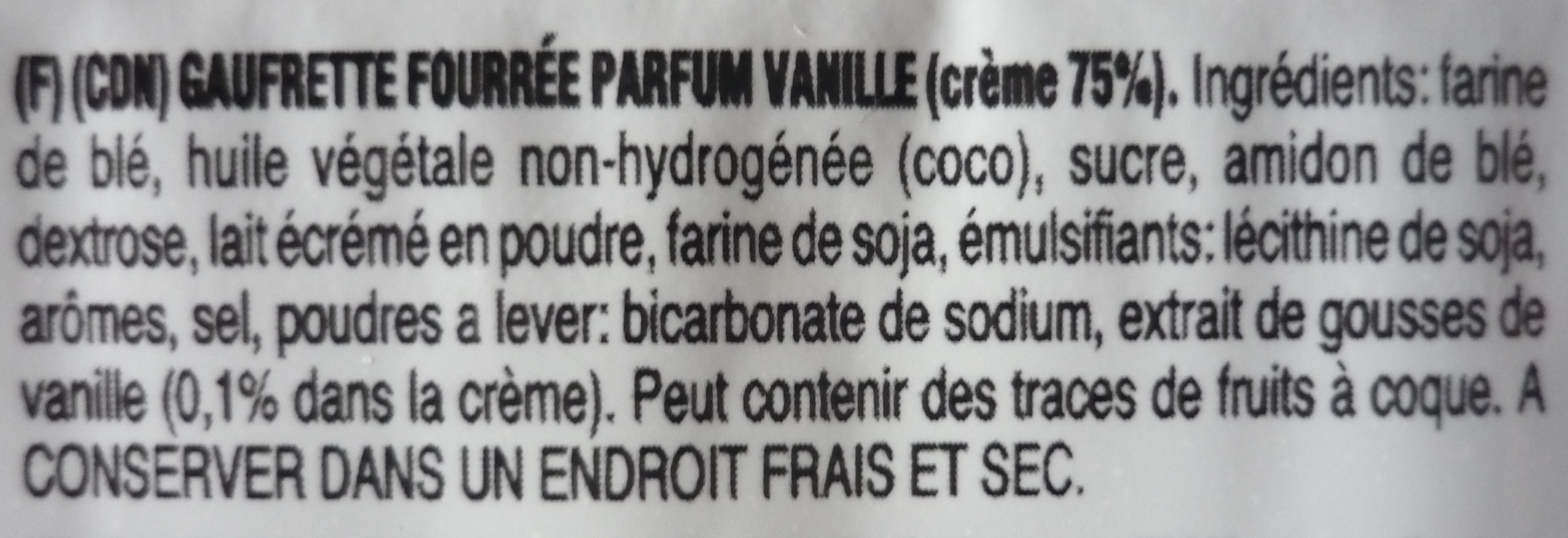 Wafers alla vaniglia - Ingredients - fr