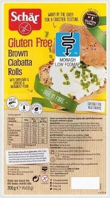 Gluten Free Brown Ciabatta Rolls 4 x (200g) - Produkt - en