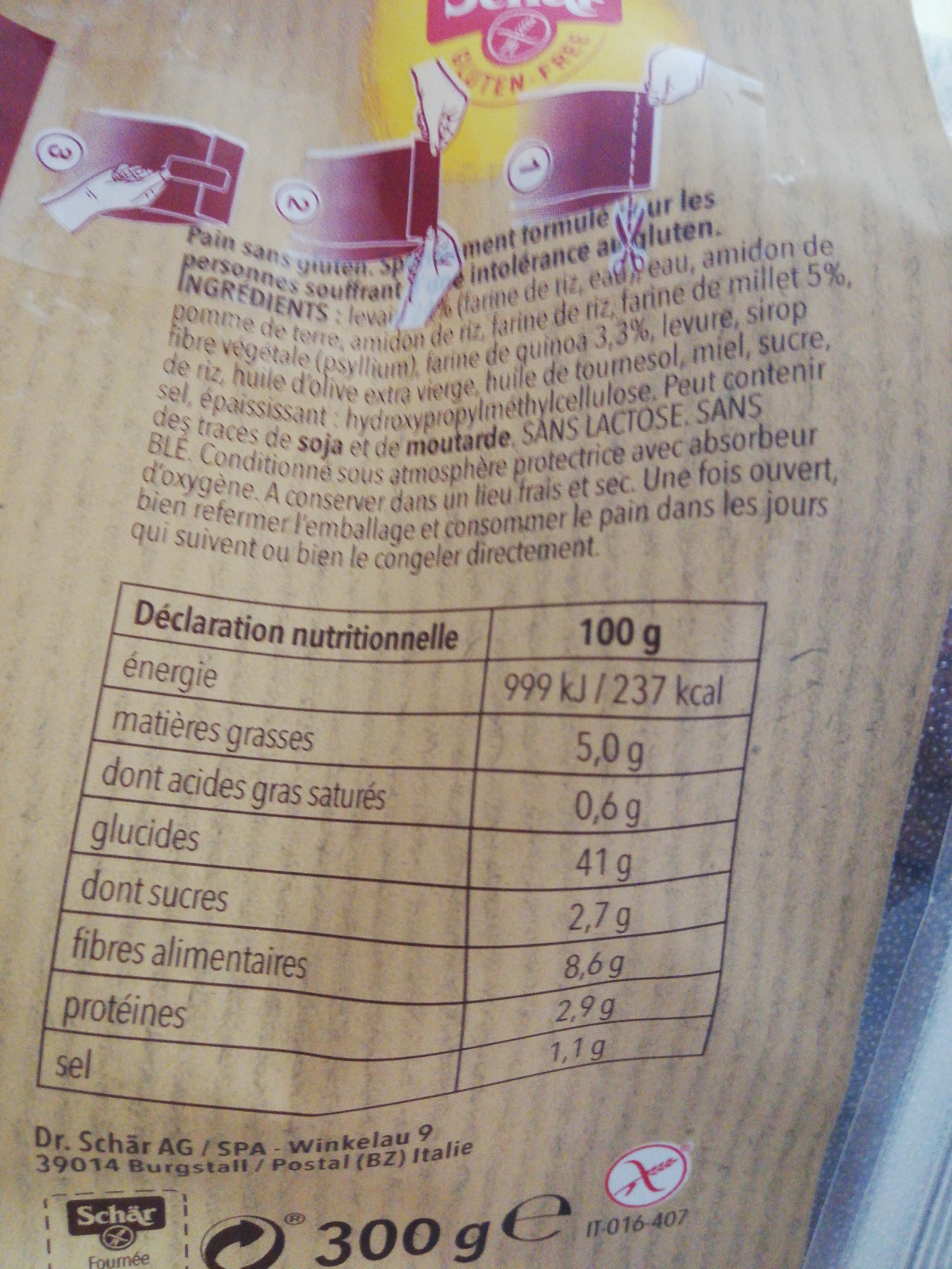 Fournée moelleuse - Nutrition facts - fr