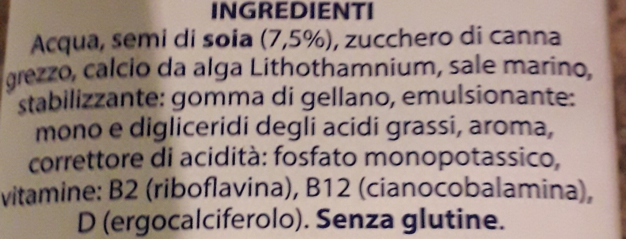 Le bevande vegetali Soia - Ingredientes - it