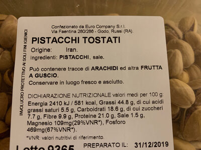 Pistacchi tostati - Ingredienti