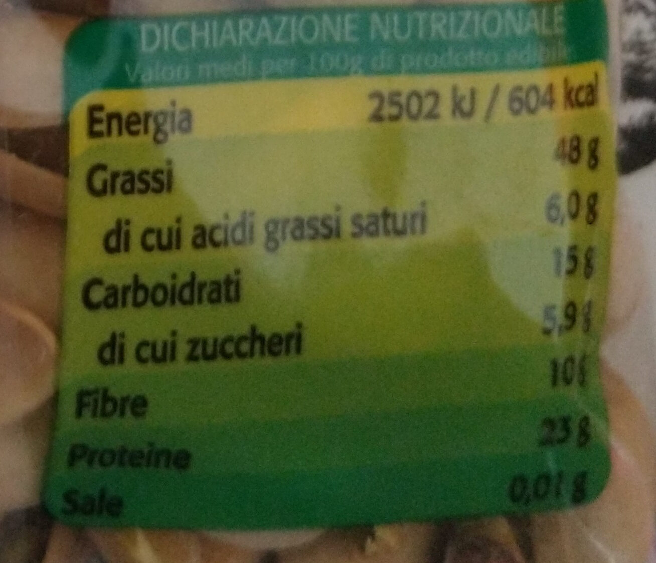 Pistacchi non salati - حقائق غذائية - it