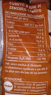Zenzero - Nutrition facts - fr