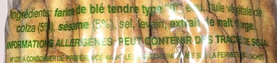 Gressins Rubata' au sésame - Ingredientes - fr