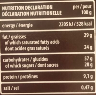 Cocoa & Milk Wafers 25 X 45G - Nutrition facts - fr
