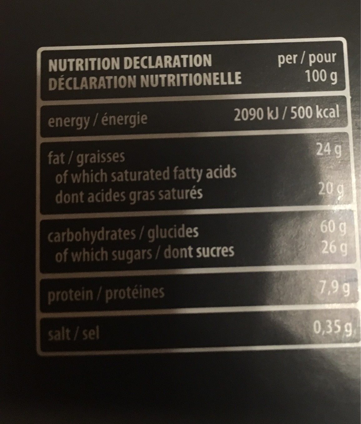 Gaufrettes Chocolat - Valori nutrizionali - fr