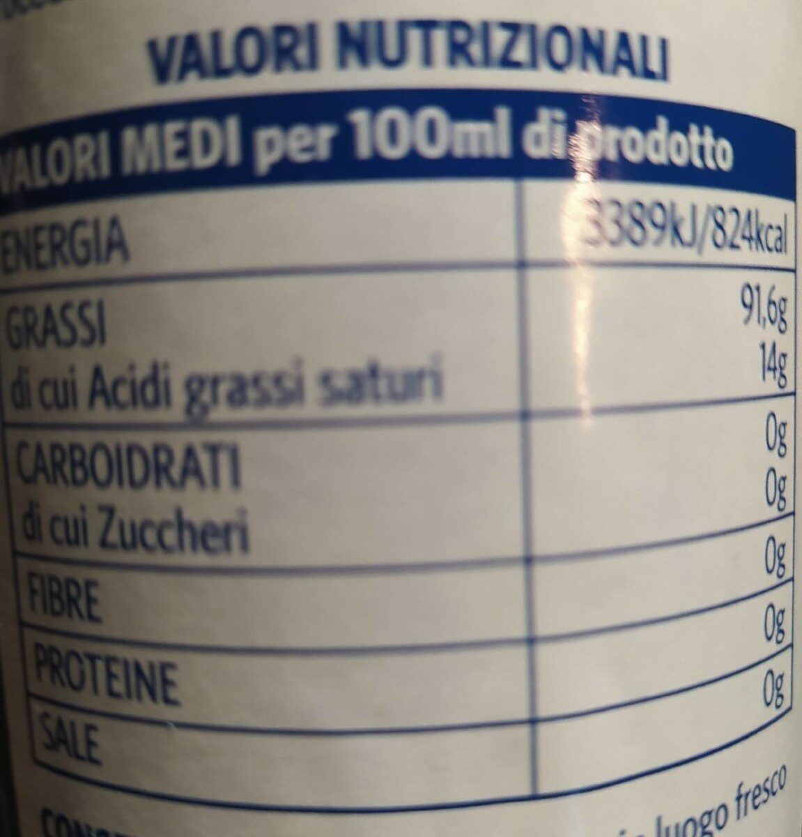 olio extra vergine di oliva Umbria Colli Martani DOP - Nutrition facts - it