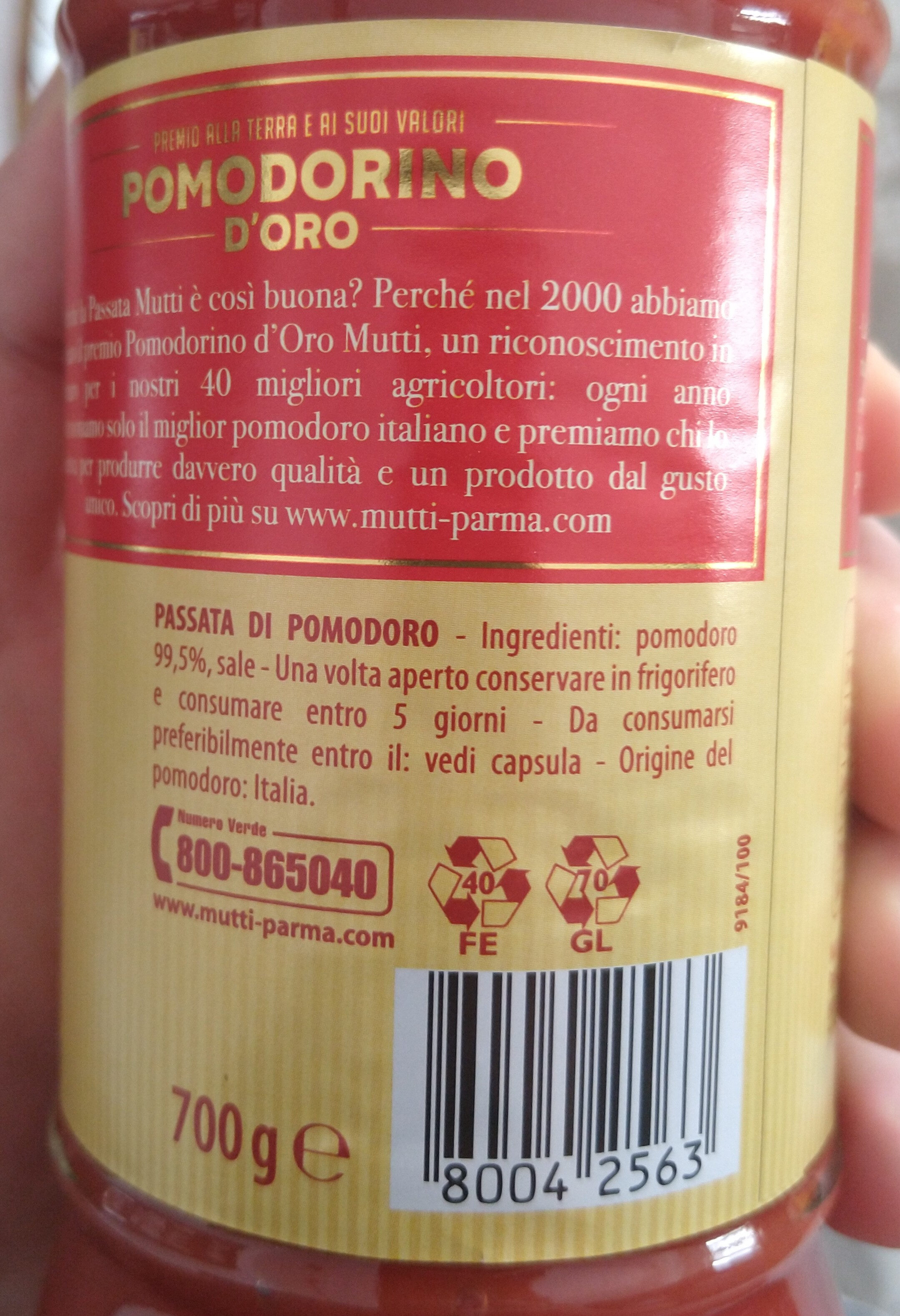 Passata di Pomodoro - Recyclinginstructies en / of verpakkingsinformatie - it
