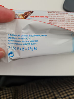 Kinder Bueno - Recycling instructions and/or packaging information
