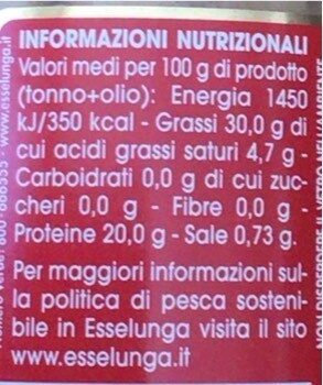 Filetti di tonno all’olio d’oliva esselunga - Valori nutrizionali