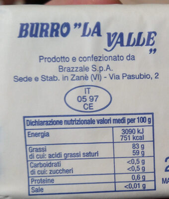 Burro - Ingredienti