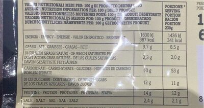 Mac & Cheese - Nutrition facts - fr