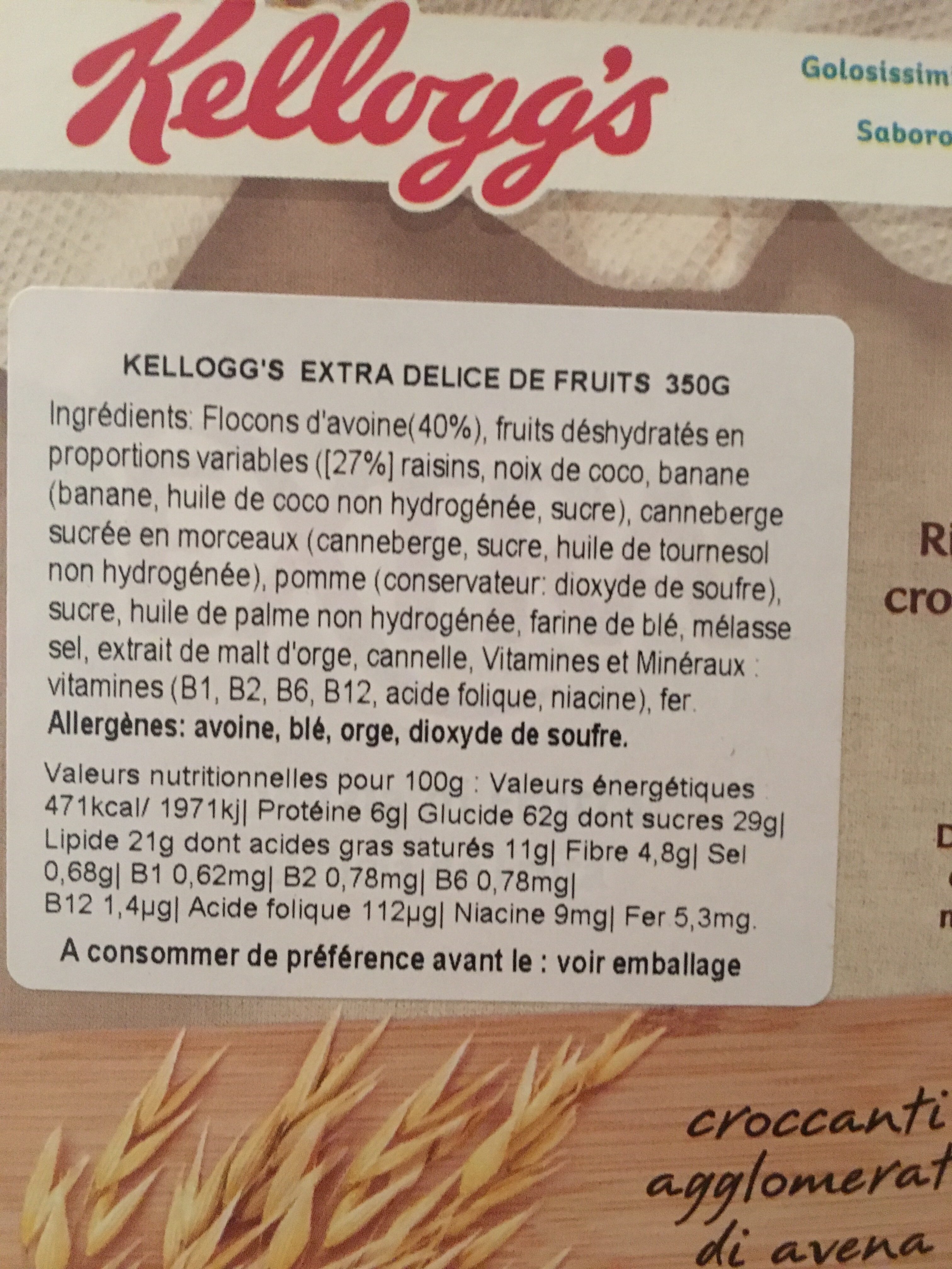 Kellogg's Extra Frutta GR. 375 (e) - Produit