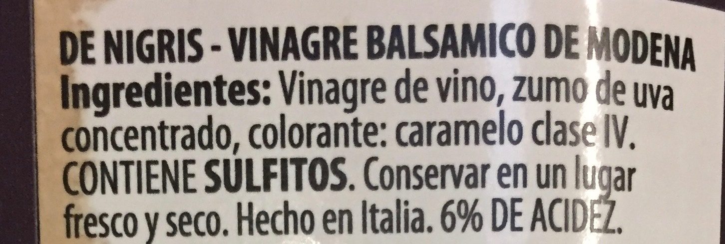 De Nigris Balsamic Vinegar Whute Eagle - Ingredientes
