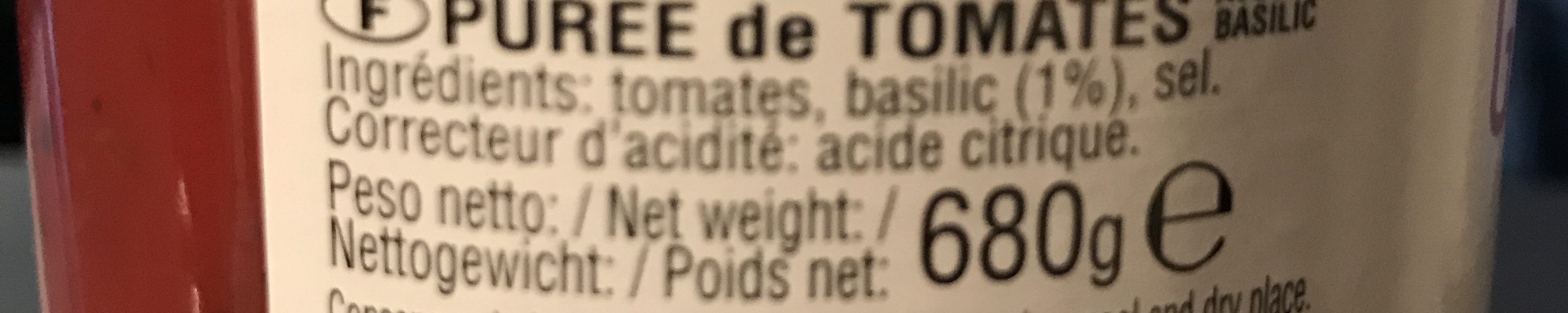 Passata di Pomodoro con Basilico - Ingredients - fr