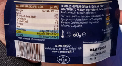 Parmigiano reggiano - Ingredienti