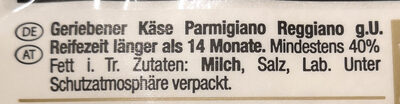 Parmigiano Reggiano, 14 Monate, gerieben - Ingredienser - de
