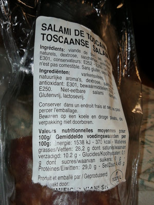 Salame Toscano - Voedingswaarden - fr