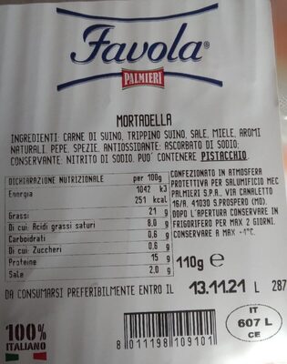 Mortadella Favola - Nutrition facts - it