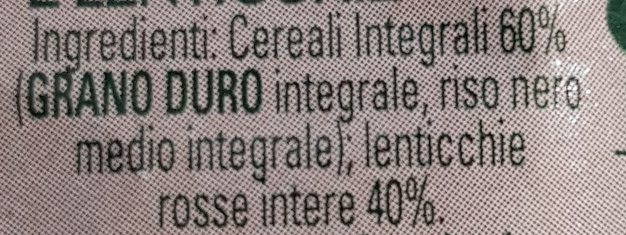 Cereali integrali e Lenticchie - Ingredienti