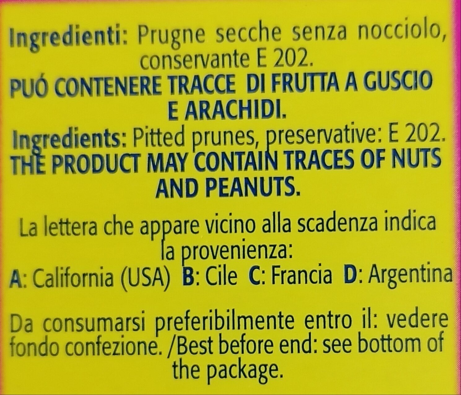 Prugne denocciolate - Ingredienti