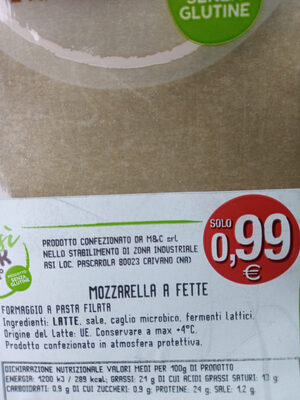 mozzarella a fette - Ingredientes - it