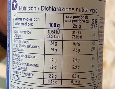 Nata montada ligera - Nutrition facts - es