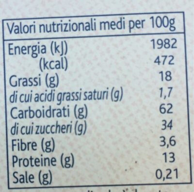 Tegole della Vallée - Nutrition facts - it