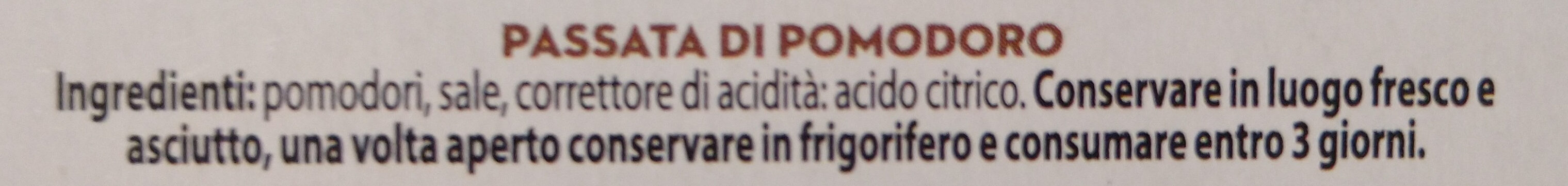 Passata di pomodoro - Ingredientes - it