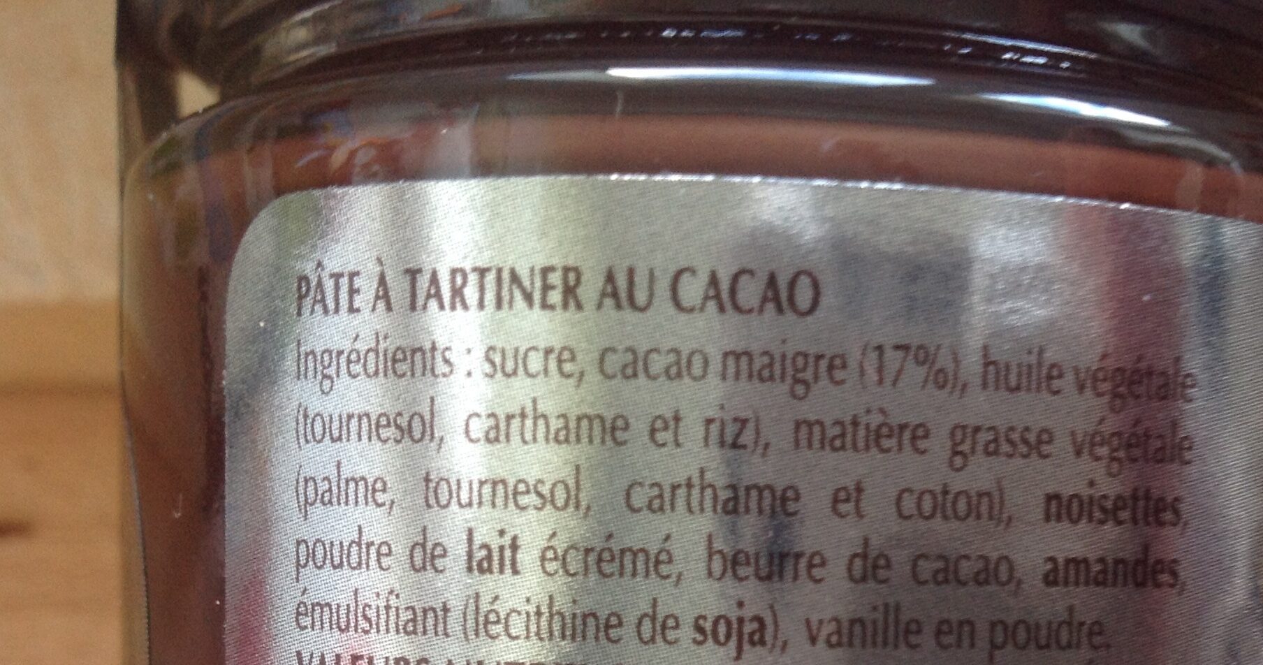 Pate a tartiner cacao - Ingredients - fr