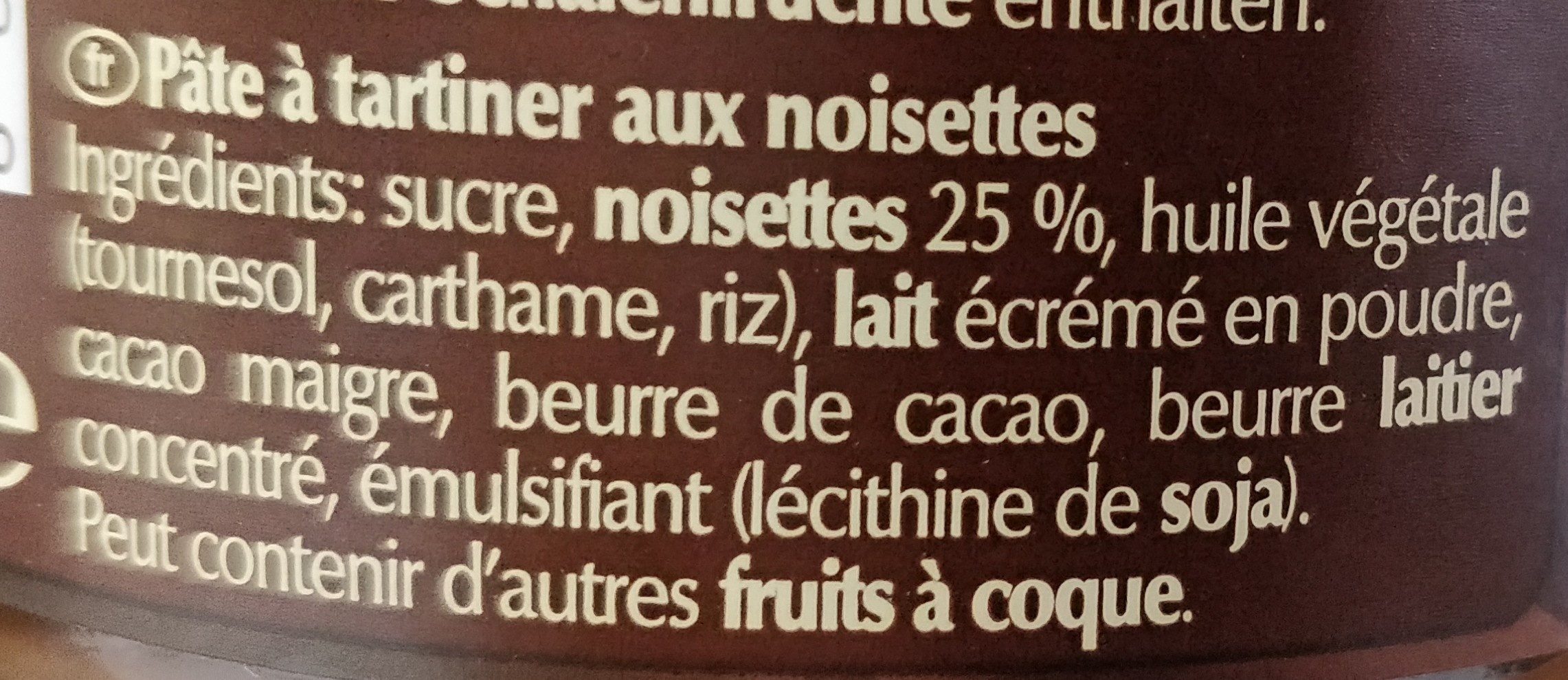 Crème noisette - Ingredienti - fr