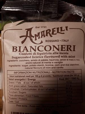 Bianconeri - Ingredients - it