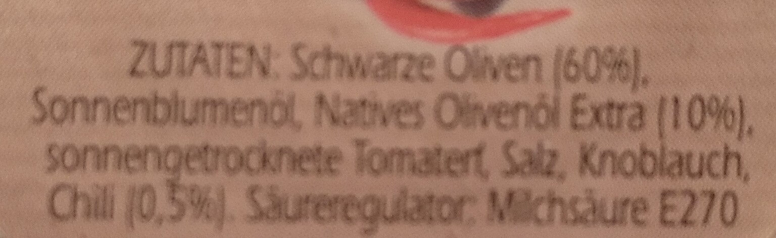 Tapenade Schwarze Oliven "pikant" - Ingredients - de