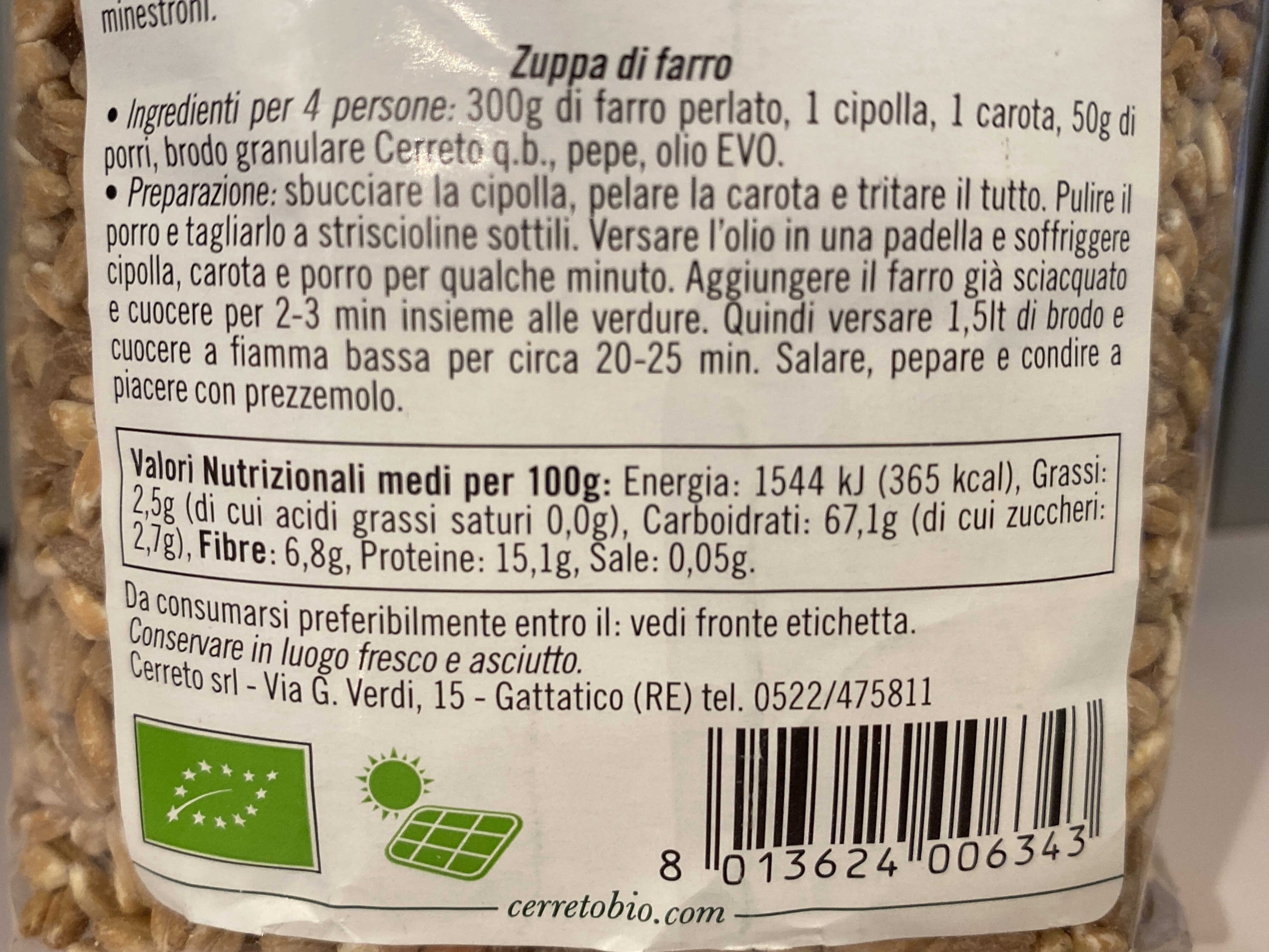 Farro Perlato - Nutrition facts - it