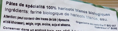 Pâtes 100% haricots blancs biologiques - Ingrédients