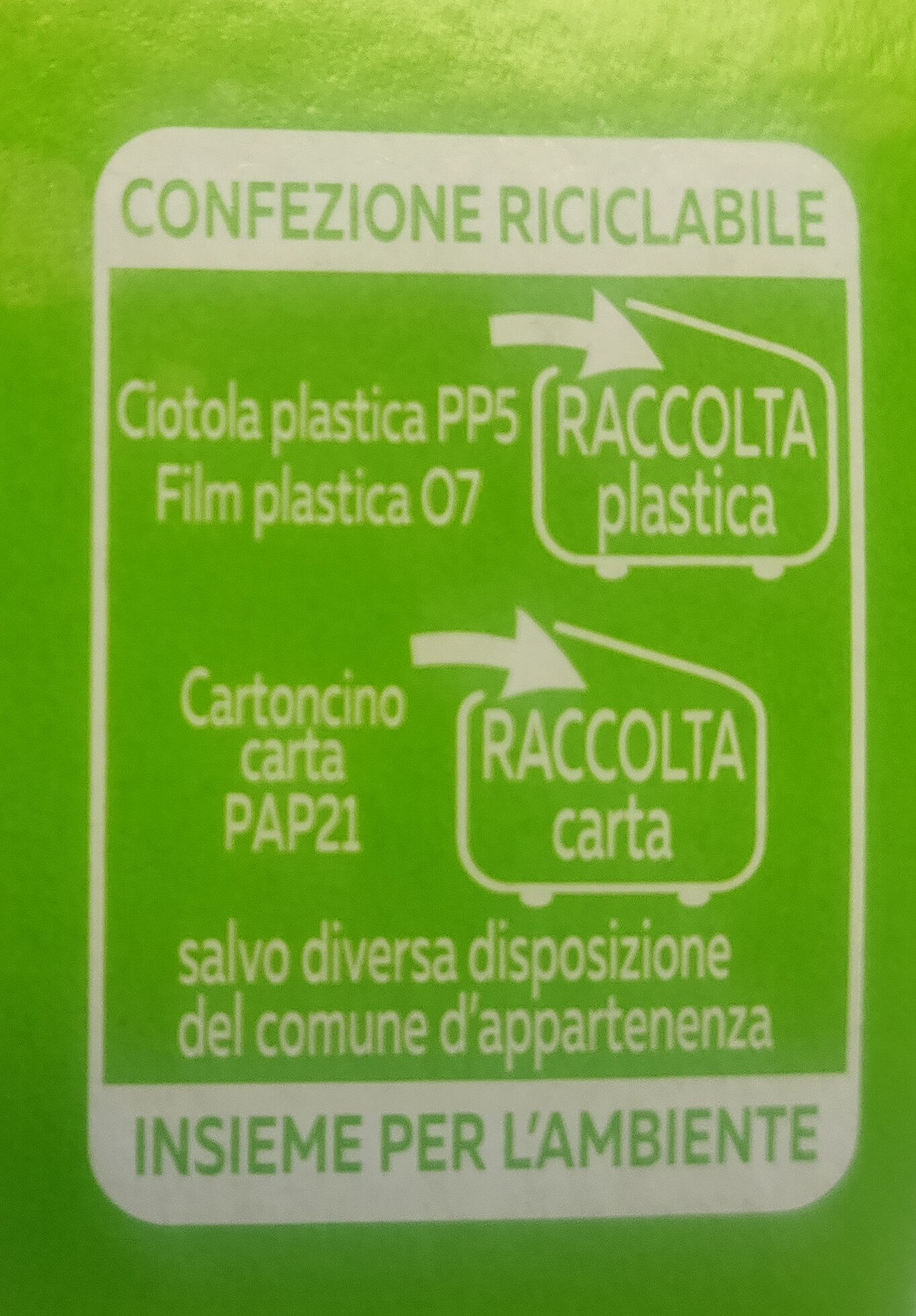 Minestrone di verdure con soia edamame - Instruction de recyclage et/ou informations d'emballage - it