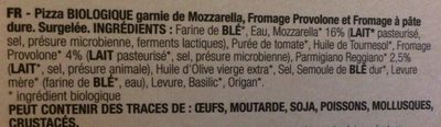 Pizza 3 fromages bio - Ingredients - fr