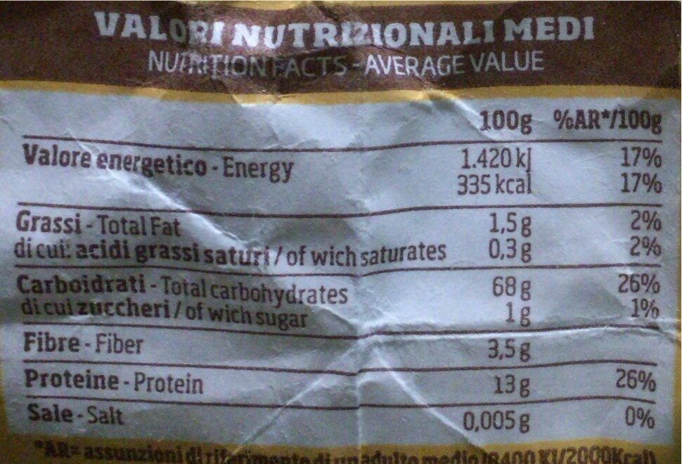 Mehl Semola - Información nutricional