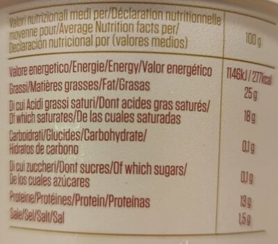 Burratina affumicata - Tableau nutritionnel