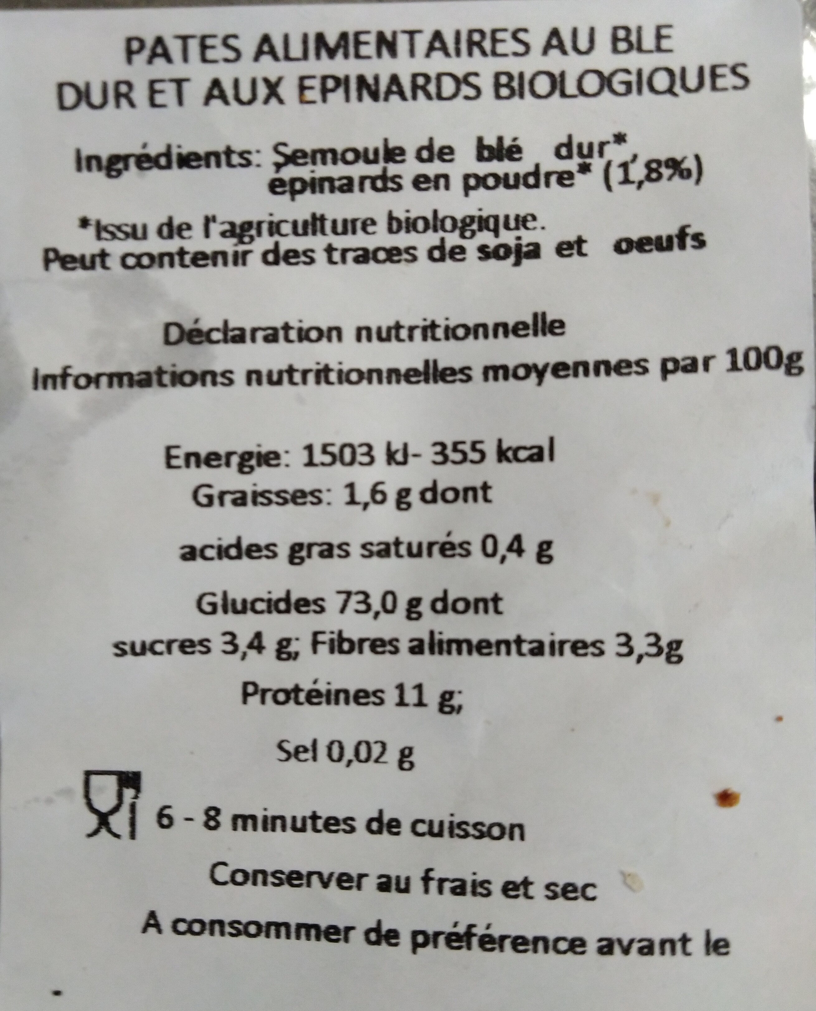 Tagliatelles épinards - Ingredients - fr