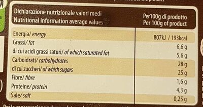 Triplo cioccolato - Valori nutrizionali