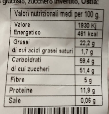 Amaretti Fiuggi - Valori nutrizionali