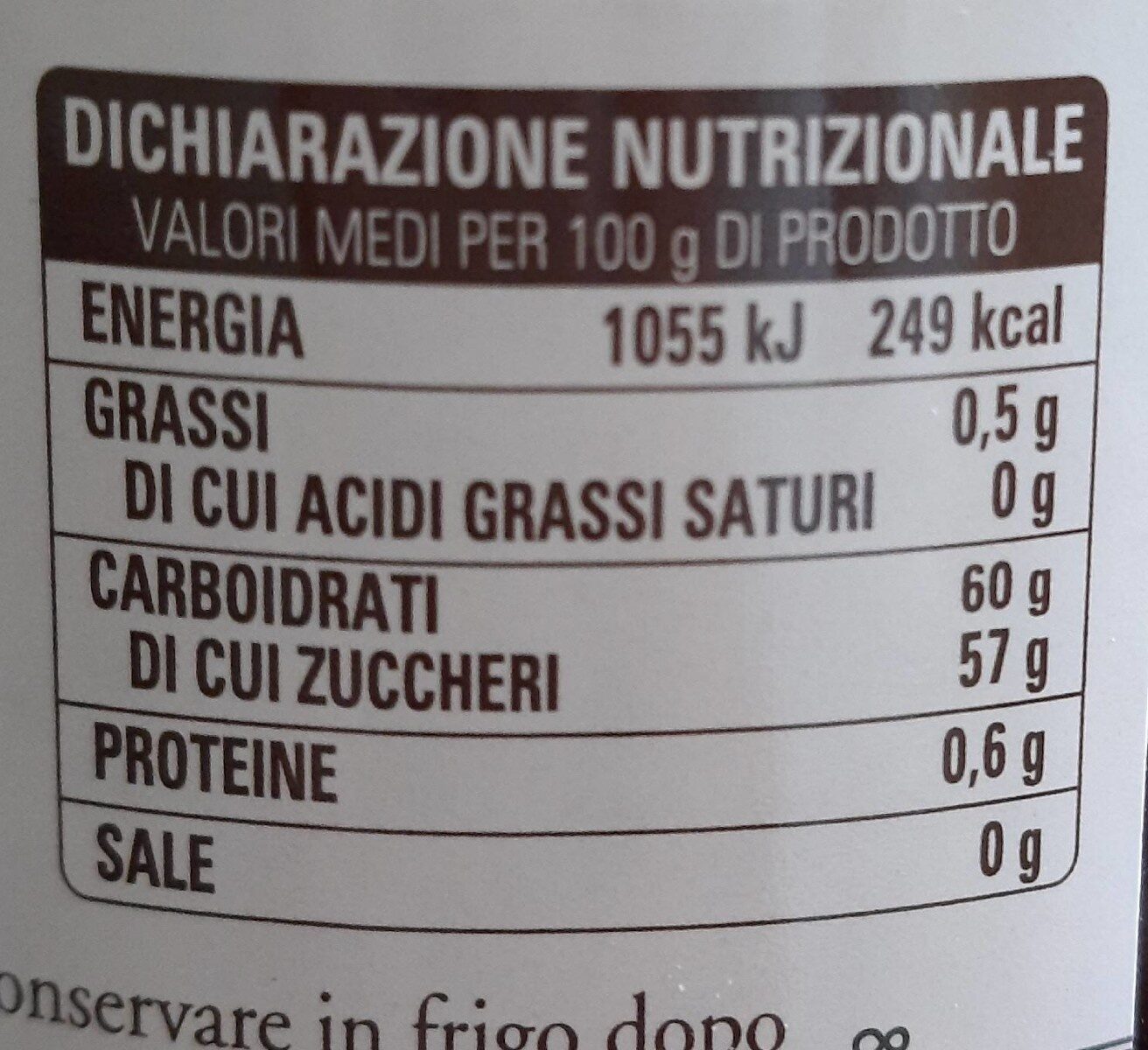 Confettura extra di sambuco biologica - Biosicilia - Nutrition facts - it