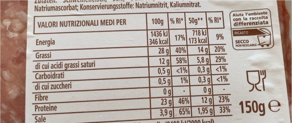 Salame Milano - Nutrition facts - it