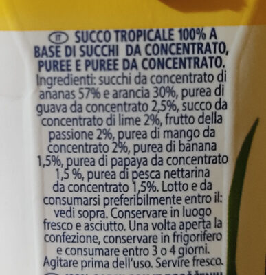 Puertosol 100% succo tropicale - Ingrediënten - it