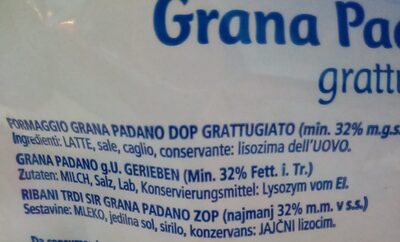 Grana Padano Grattugiato - Ingredients
