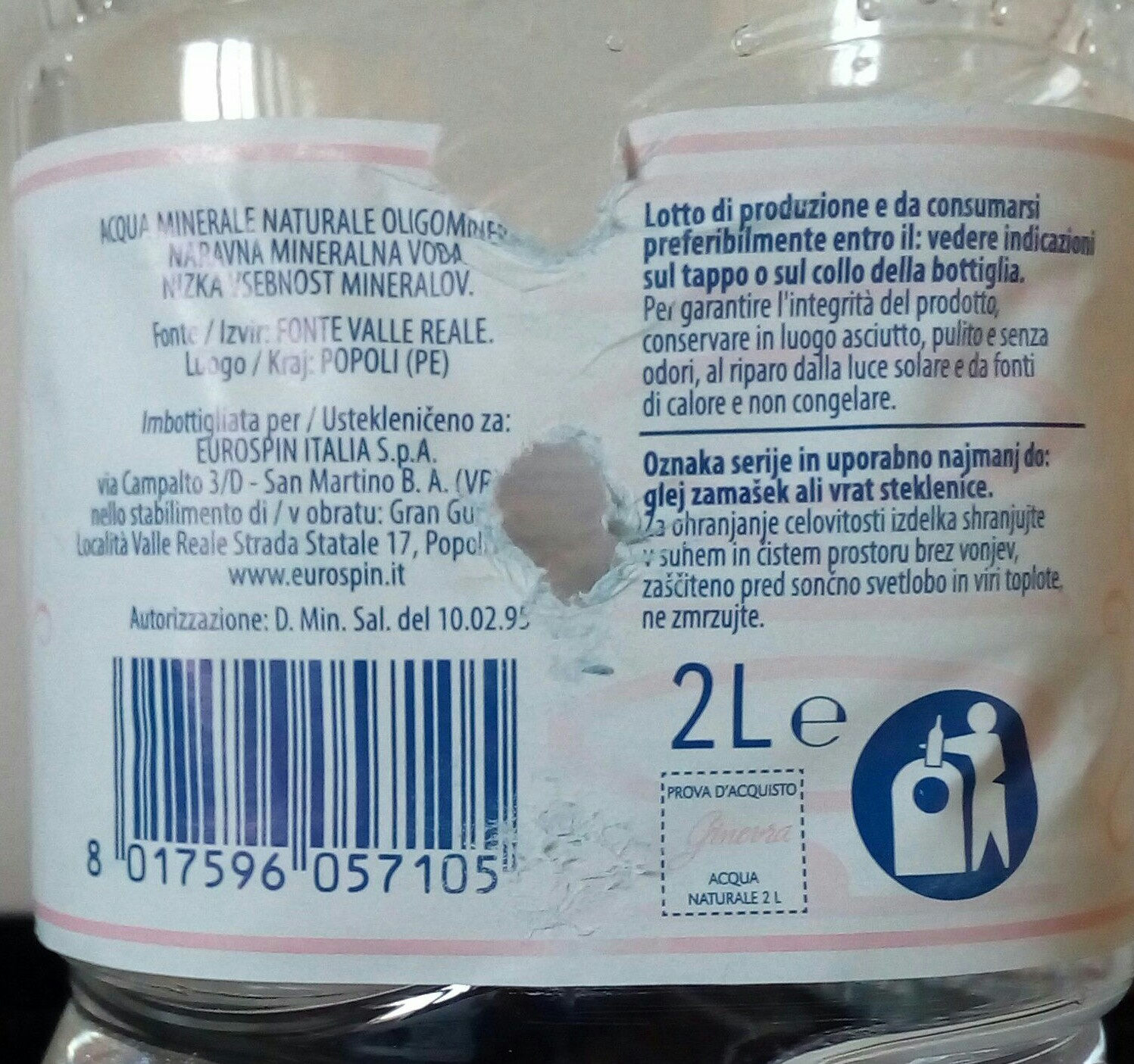 Acqua naturale naturale - Instruction de recyclage et/ou informations d'emballage - it